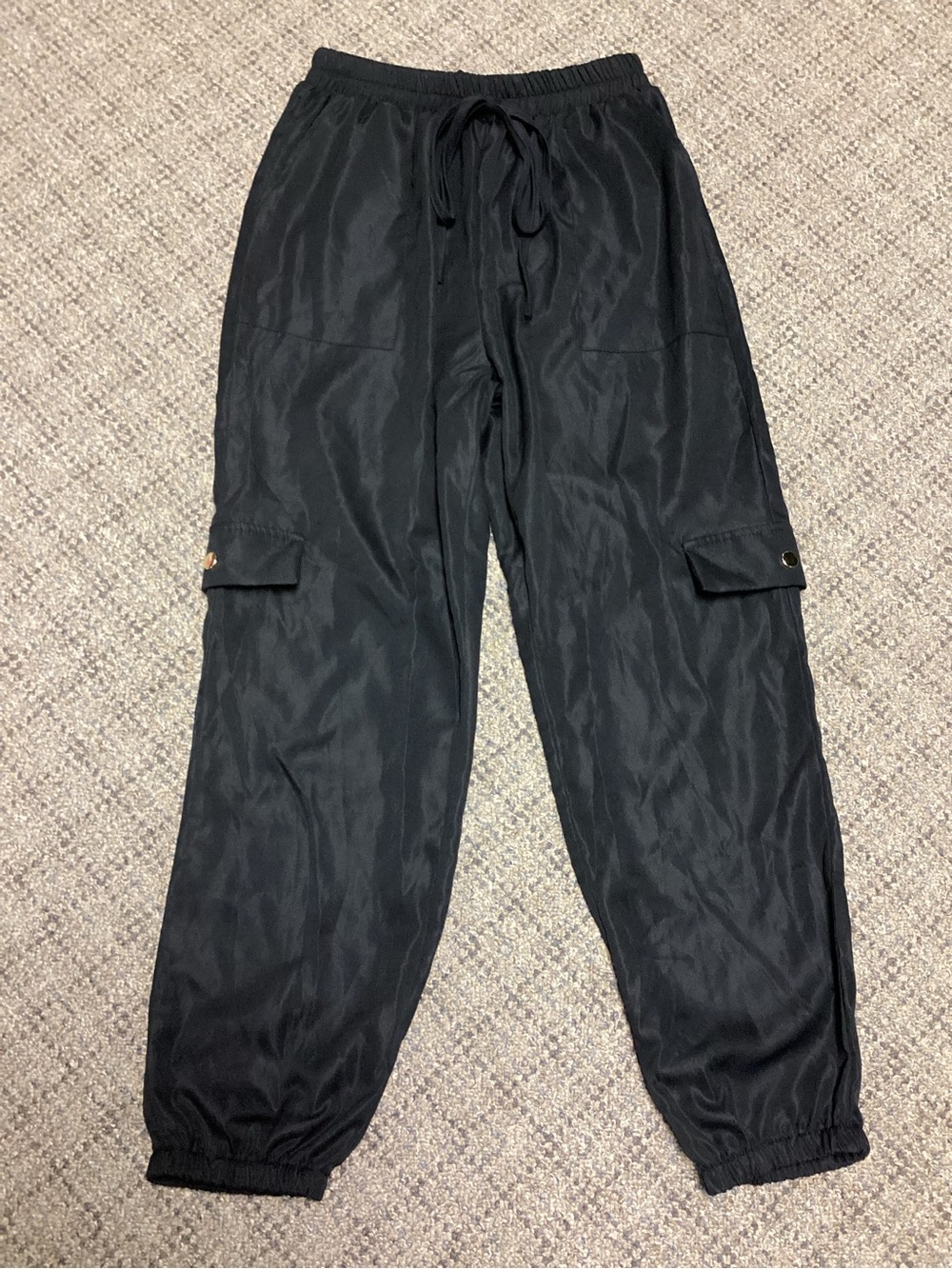 SHEIN Black Lightweight Drawstring Cargo Jogger Activewear Pants * Size M * NWOT